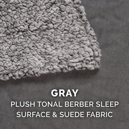 Orthopedic Dog Bed for Medium/Small Dogs W/ Removable Washable Cover, for Dogs up to 35 Lbs - Berber & Suede Blanket Top Mattress - Gray, Medium